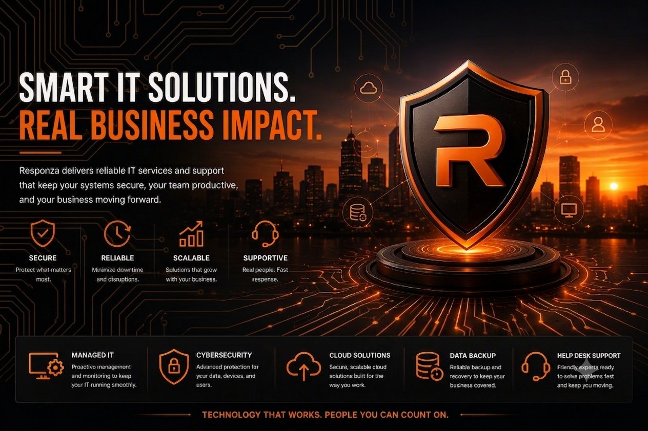 Responza: Smart IT Solutions, Real Business Impact. Secure, reliable, scalable, and supportive IT — managed IT, cybersecurity, cloud solutions, data backup, and help desk support.