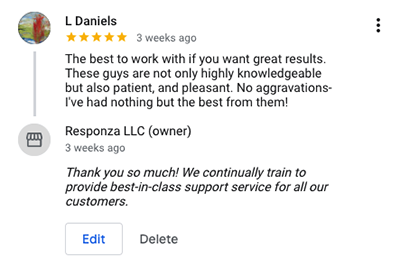 Responza IT Management, Support and Consulting Google Review