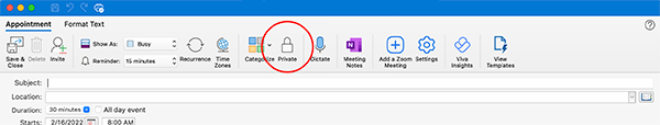Outlook Tip How To Set Up A Private Outlook Calendar Appointment 